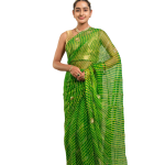 Green Pure Georgette Lehariya Saree | Gotta Aari & Sequin Work | Jaipurio Designer Collection